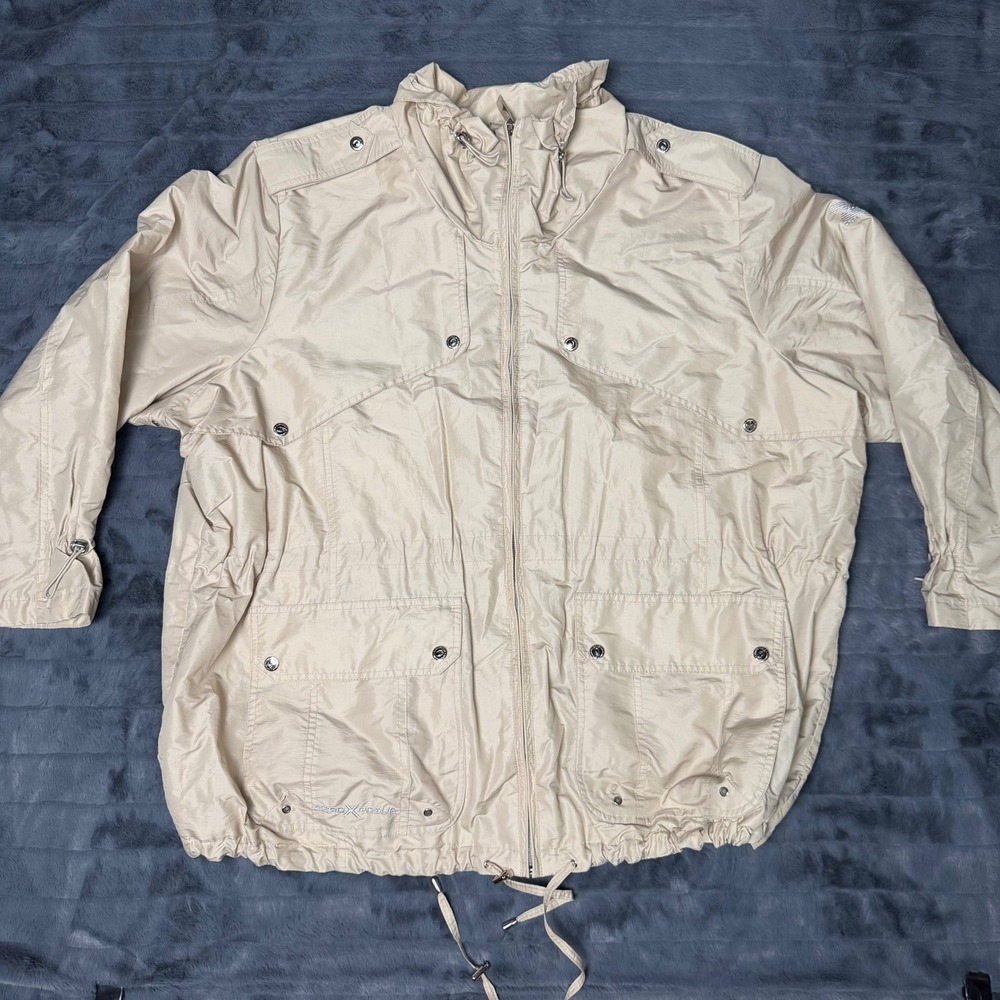 ZeroXposur Woman Tan Windbreaker Utility Jacket Plus Size 3X Beige Full Zip 6440